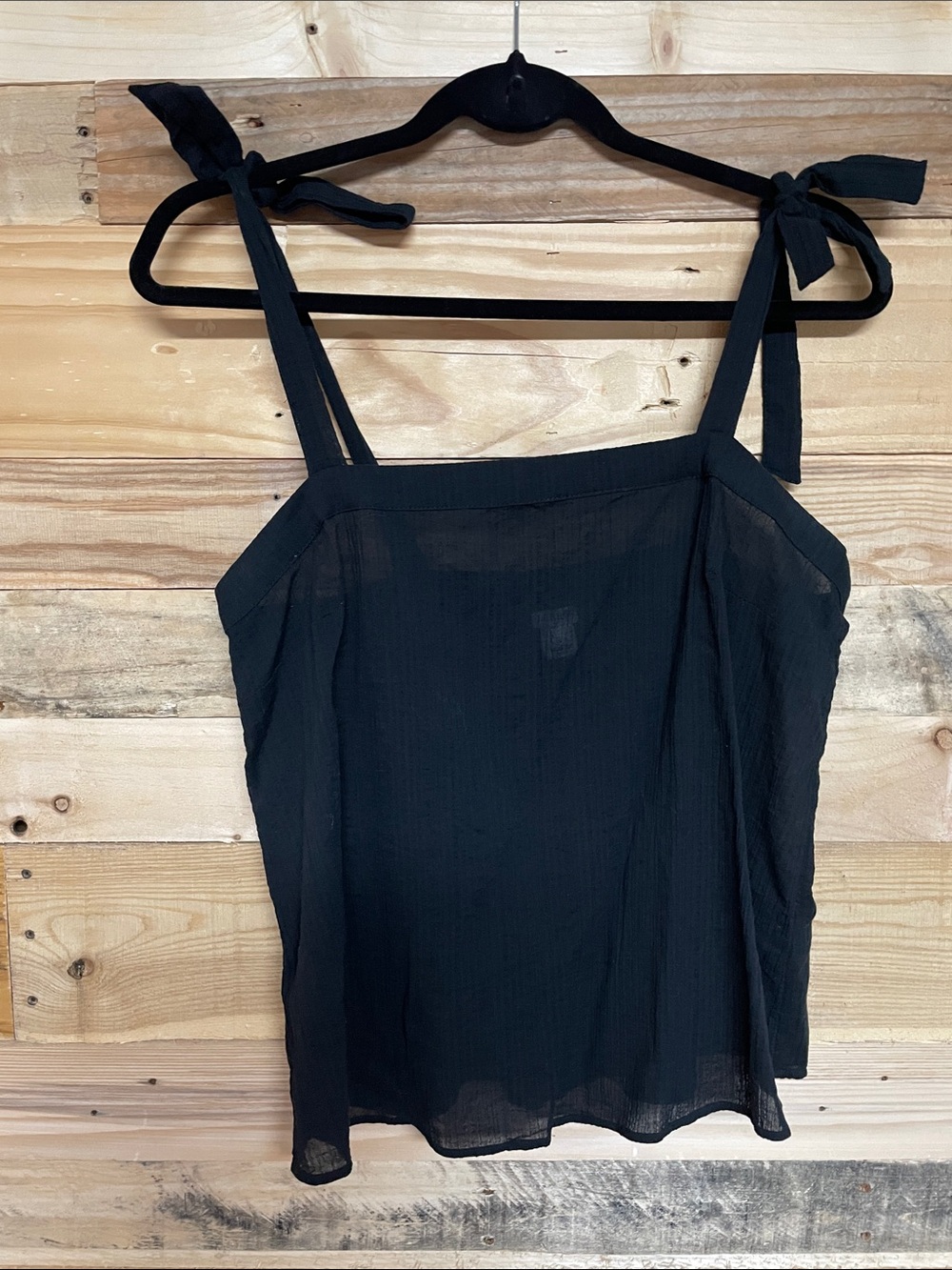 J. Crew size small black sleeveless tied straps lightweight 100% cotton blouse